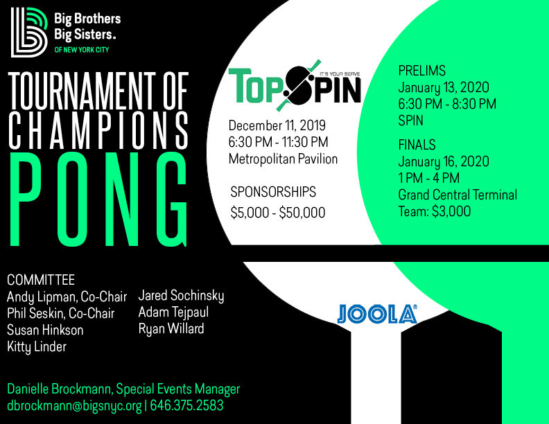 TopSpin and ToC Pong Fundraiser Invitation